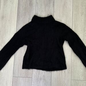 Banana Republic‎ black mock turtle neck fuzzy thick sweater wool alpaca size s